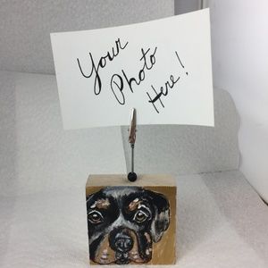 Hand painted photo clip holder Rottweiler